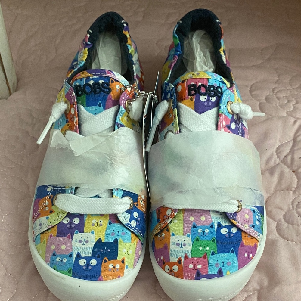 Skechers Kids' Colorful Cat Print Slip-On Sneakers - Multicolor